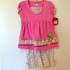 Pink cherry 2 piece set for girls